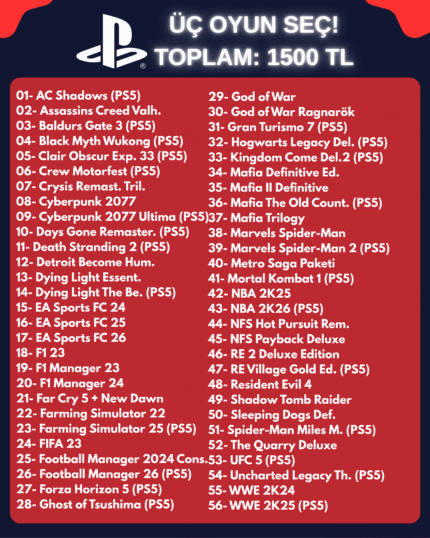 Efsane Playstation Paketi (3 Oyun)